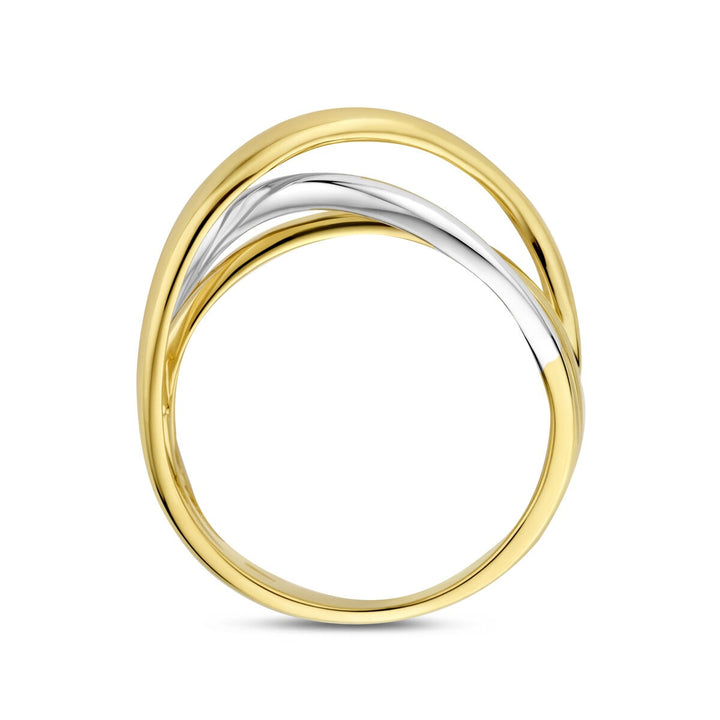 Bicolor dames ring 14k geel- en witgoud – 8,5 mm breed