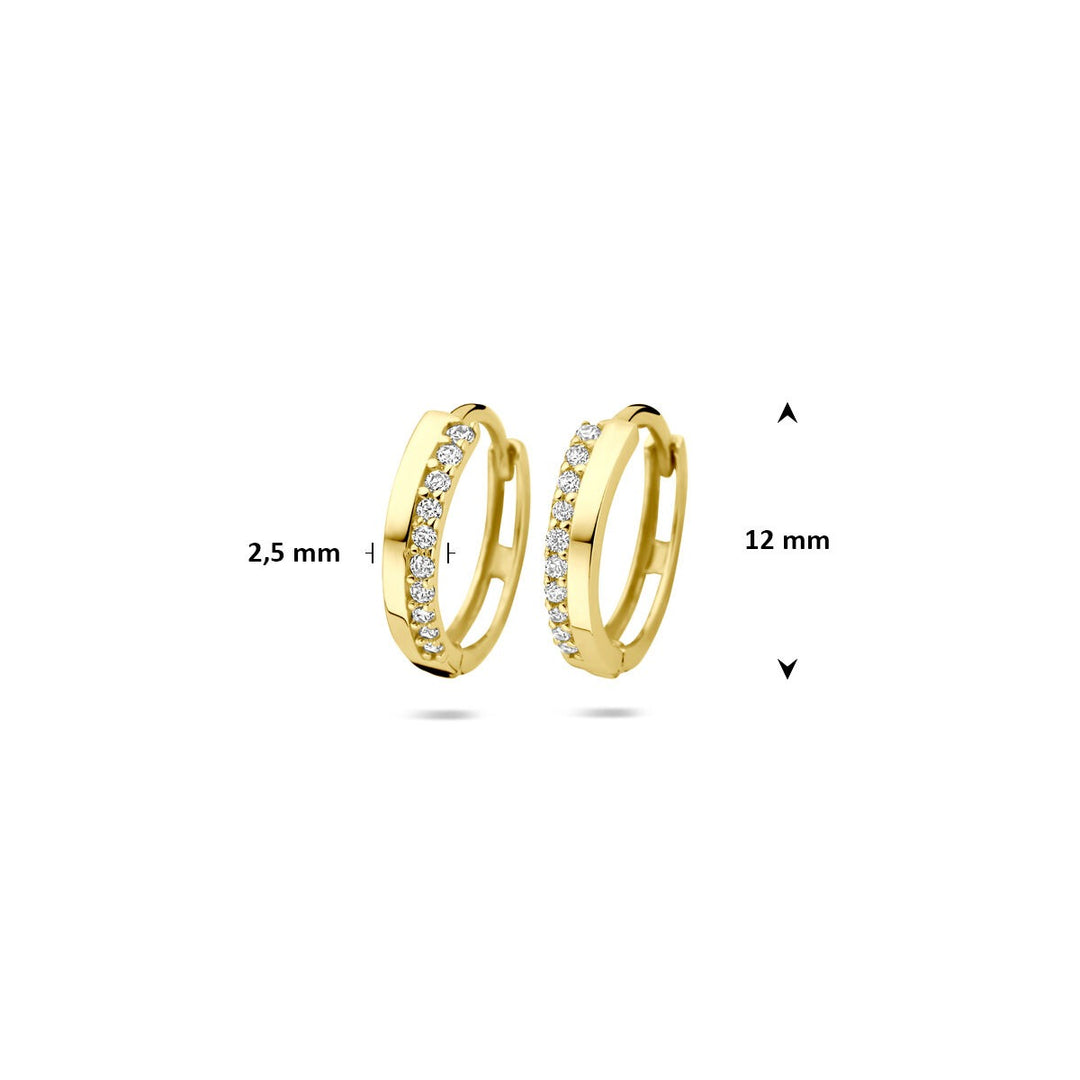 Gouden klapoorringen met zirkonia – 9k geelgoudkleurig
