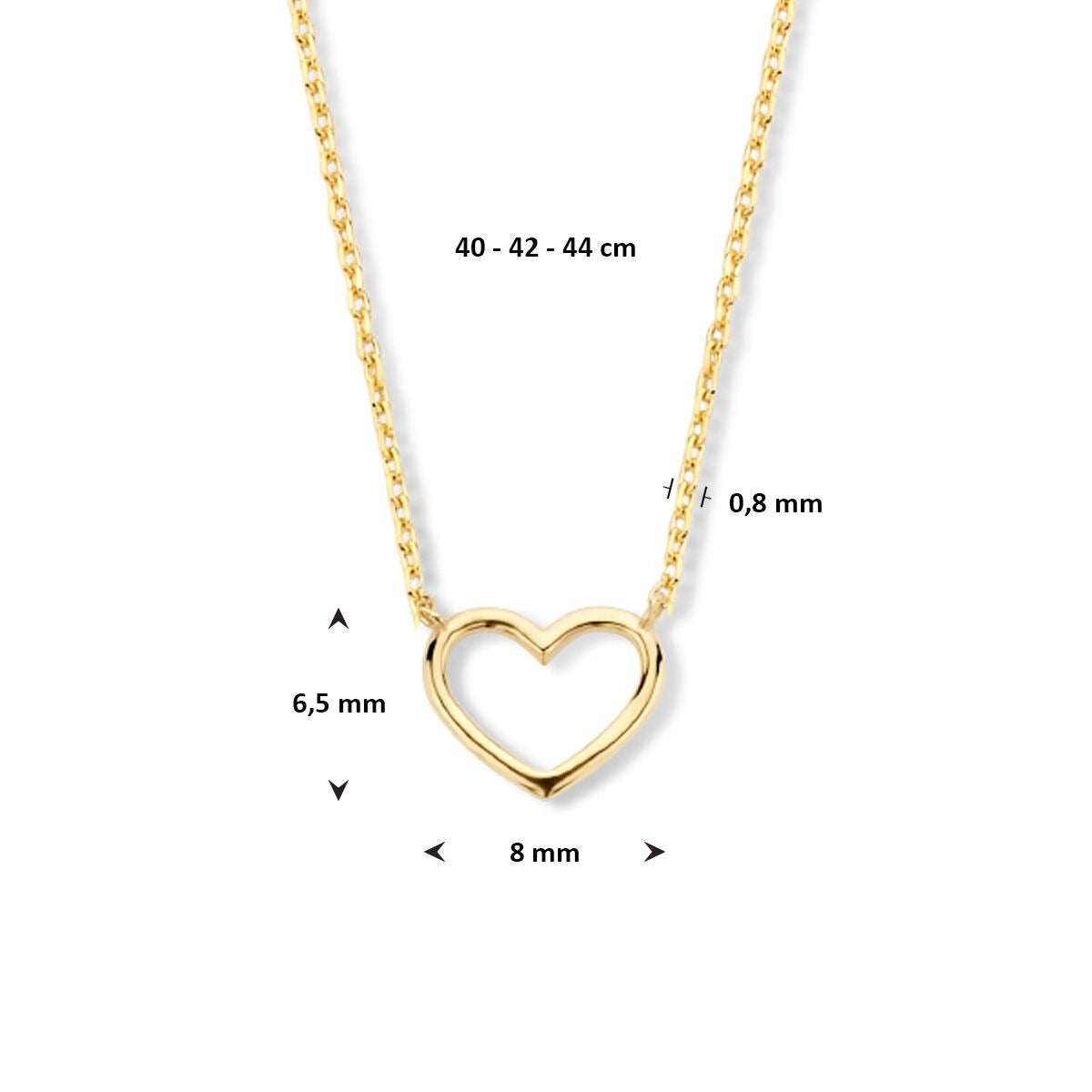 Geelgoudkleurige ketting met hartje – 9k
