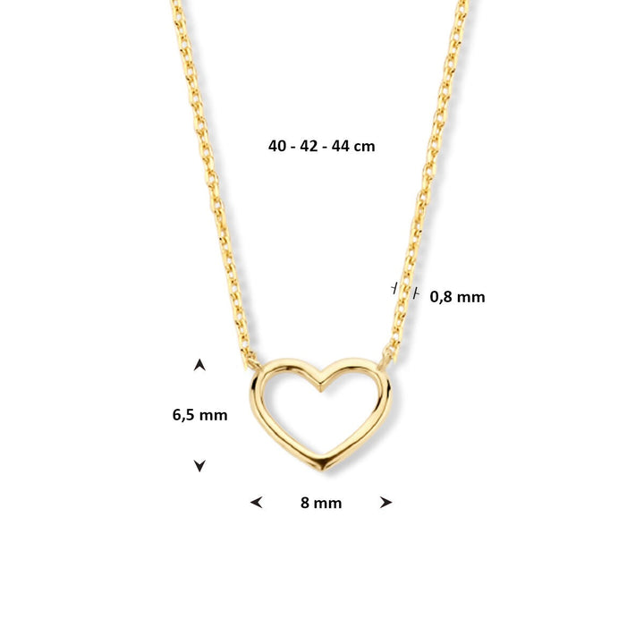 Geelgoudkleurige ketting met hartje – 9k