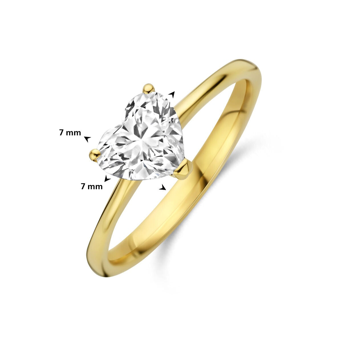 14k Geelgouden ring met hartvormige lab grown diamant 1.00ct