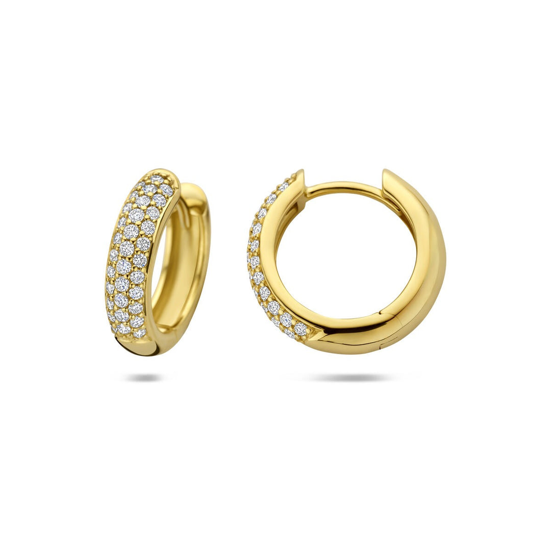 14k Geelgouden klapoorringen met diamant