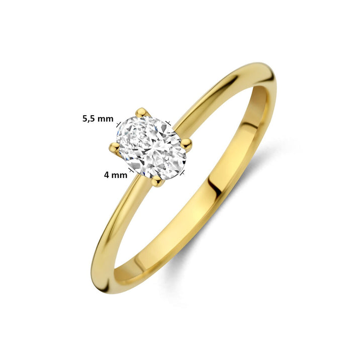 14k Geelgouden ring met lab grown diamant – ovaal 0.30ct
