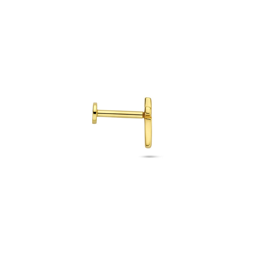 Verguld zilveren flat back piercing kruis – 925 zilver