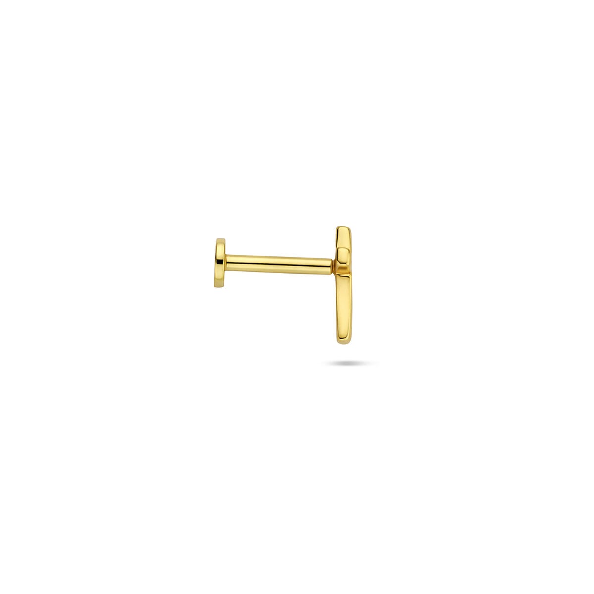 Verguld zilveren flat back piercing kruis – 925 zilver