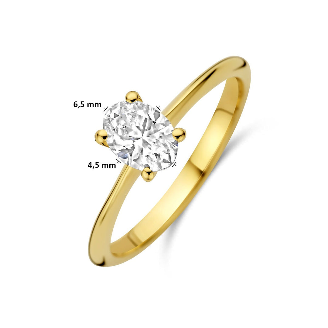 14k Geelgouden ring met lab grown diamant – ovaal geslepen 0.50ct