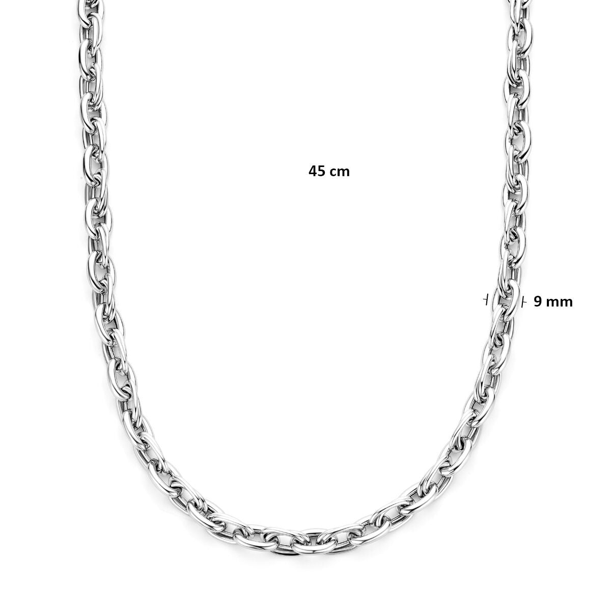 Zilveren collier 925 gerhodineerd met grove draadschakels