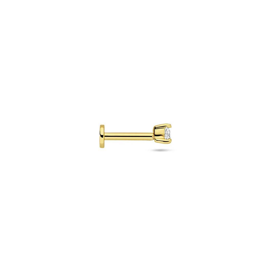 Verguld zilveren flat back piercing hartje met zirkonia – 925 zilver