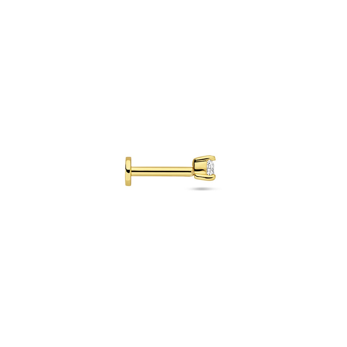 Verguld zilveren flat back piercing hartje met zirkonia – 925 zilver