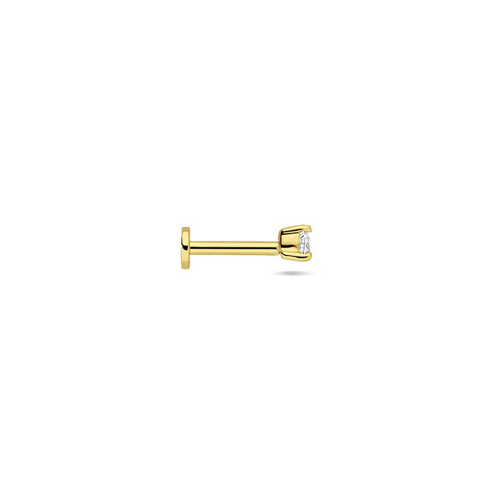 Verguld zilveren flat back piercing hartje met zirkonia – 925 zilver