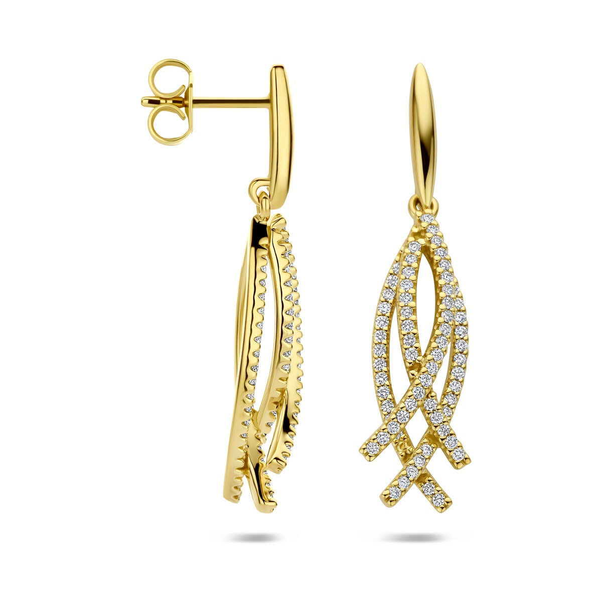 14k Geelgouden oorhangers met diamant