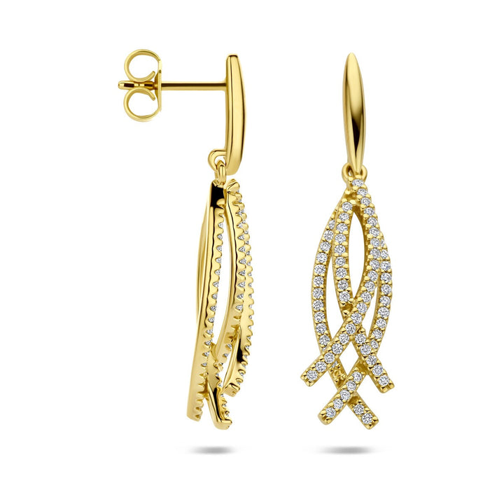 14k Geelgouden oorhangers met diamant