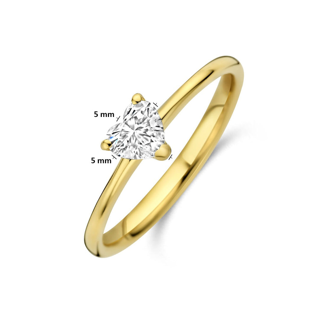 14k Geelgouden ring met hartvormige lab grown diamant 0.30ct