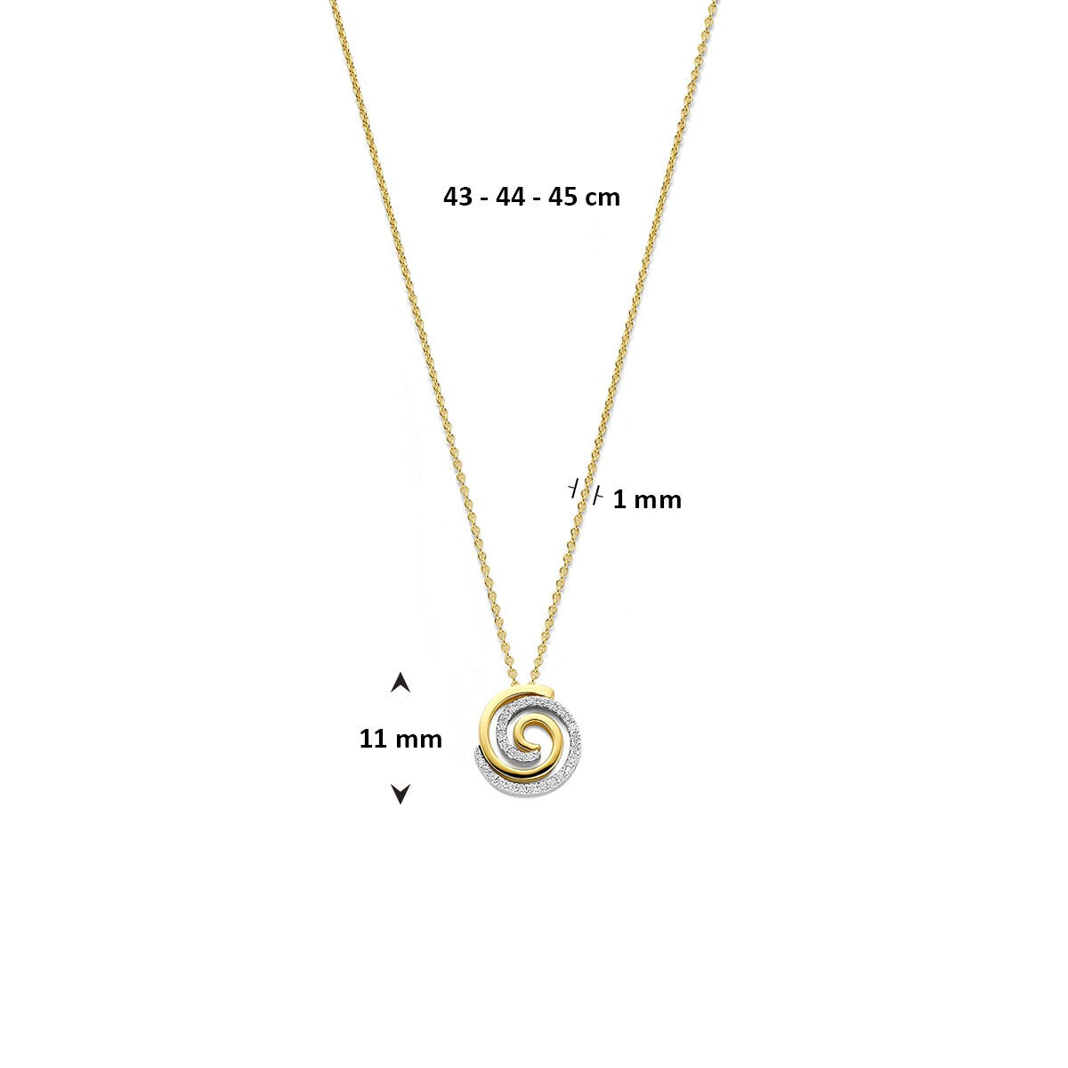 14k Bicolor collier met diamant