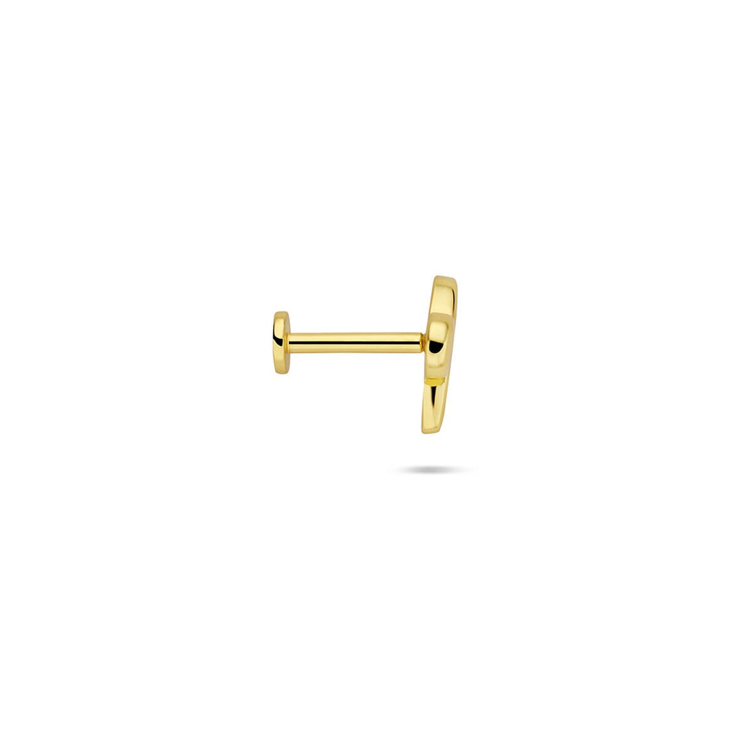 Verguld zilveren flat back piercing strikje – 925 zilver
