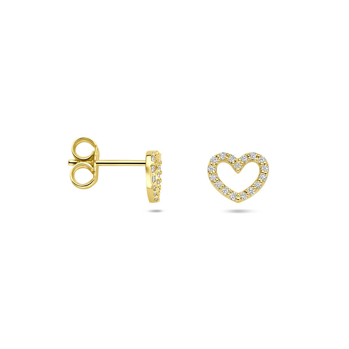 14k geelgouden hartvormige oorknoppen met lab grown diamant