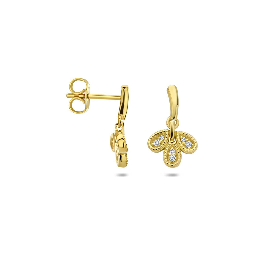Gouden oorhangers met diamant – 14k geelgoud