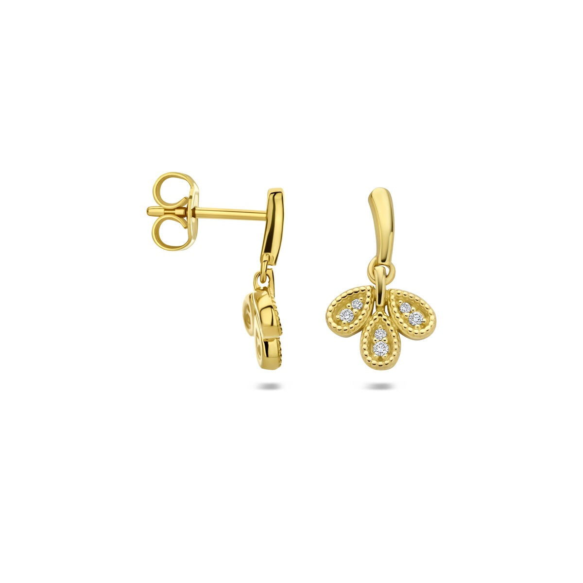 Gouden oorhangers met diamant – 14k geelgoud
