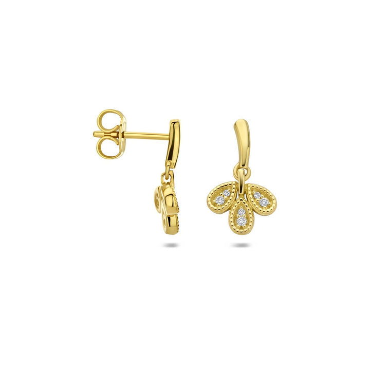 Gouden oorhangers met diamant – 14k geelgoud