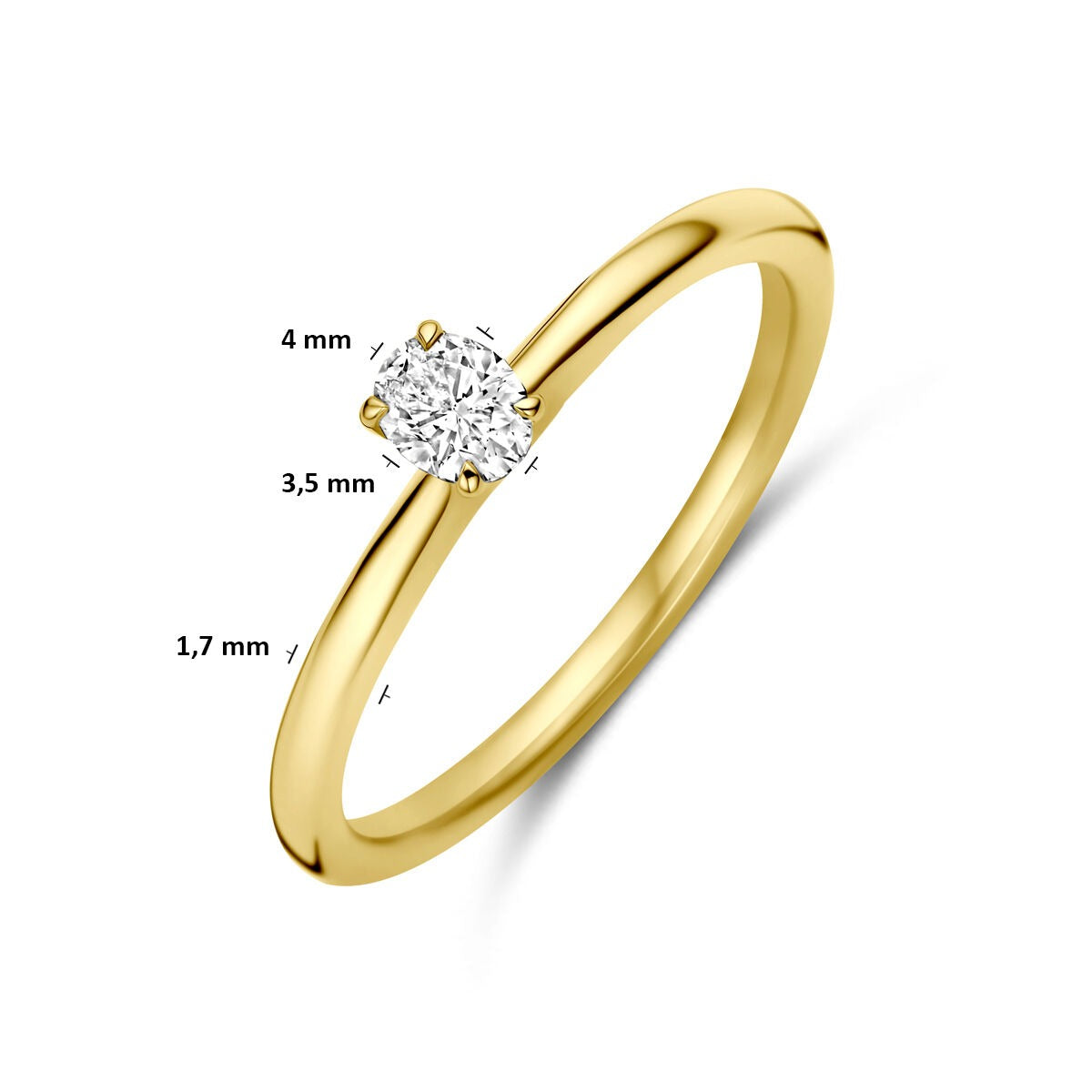 14k Geelgouden Ring met Diamant 0,21 ct Solitaire