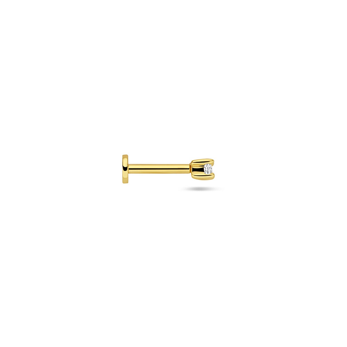 Verguld zilveren flat back piercing met briljant geslepen zirkonia