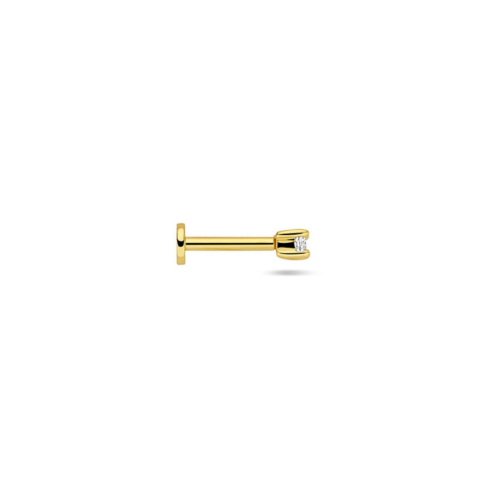 Verguld zilveren flat back piercing met briljant geslepen zirkonia
