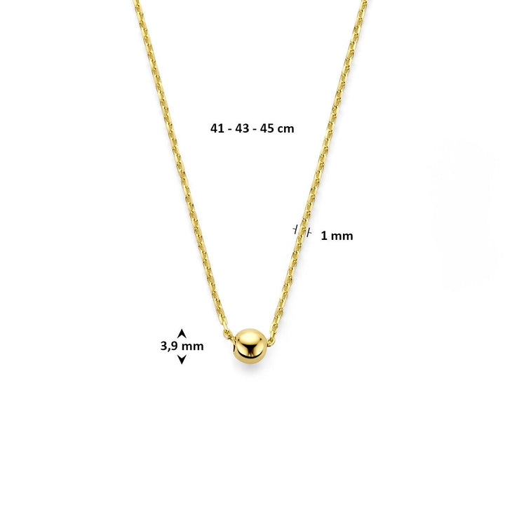 9k Geelkleurig damescollier met bol