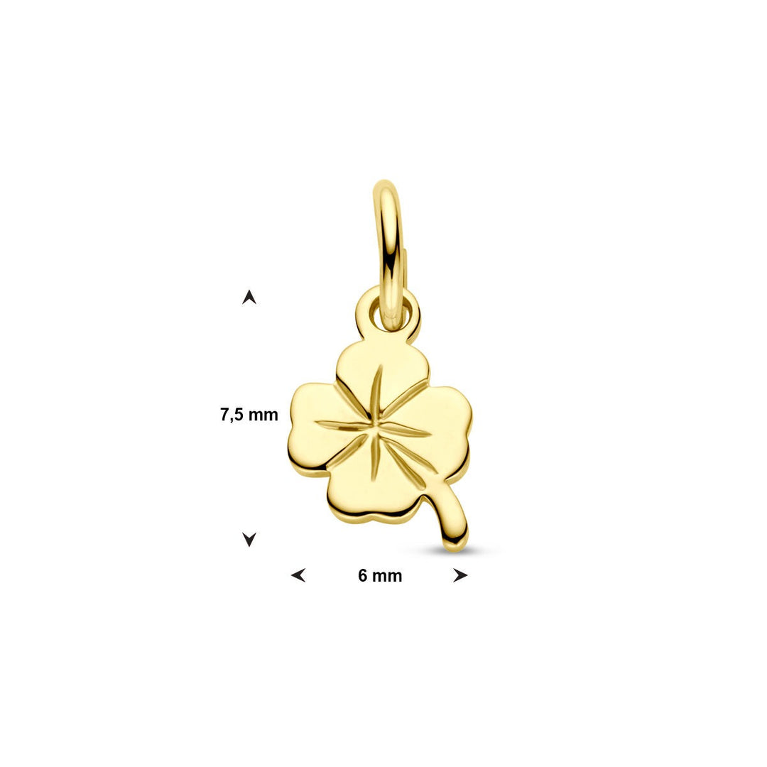 9k Geelgouden klavertje hanger