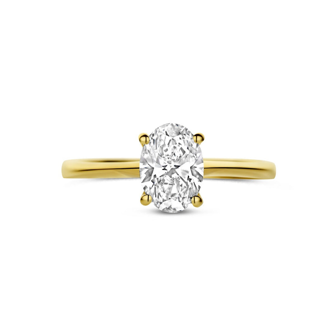 14k Geelgouden Dames Ring met Lab Grown Diamant