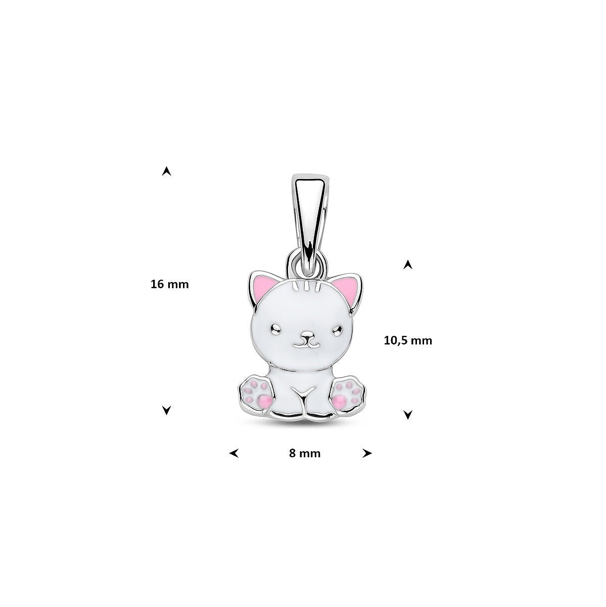 Zilveren hanger poes met emaille – gerhodineerd 925 zilver