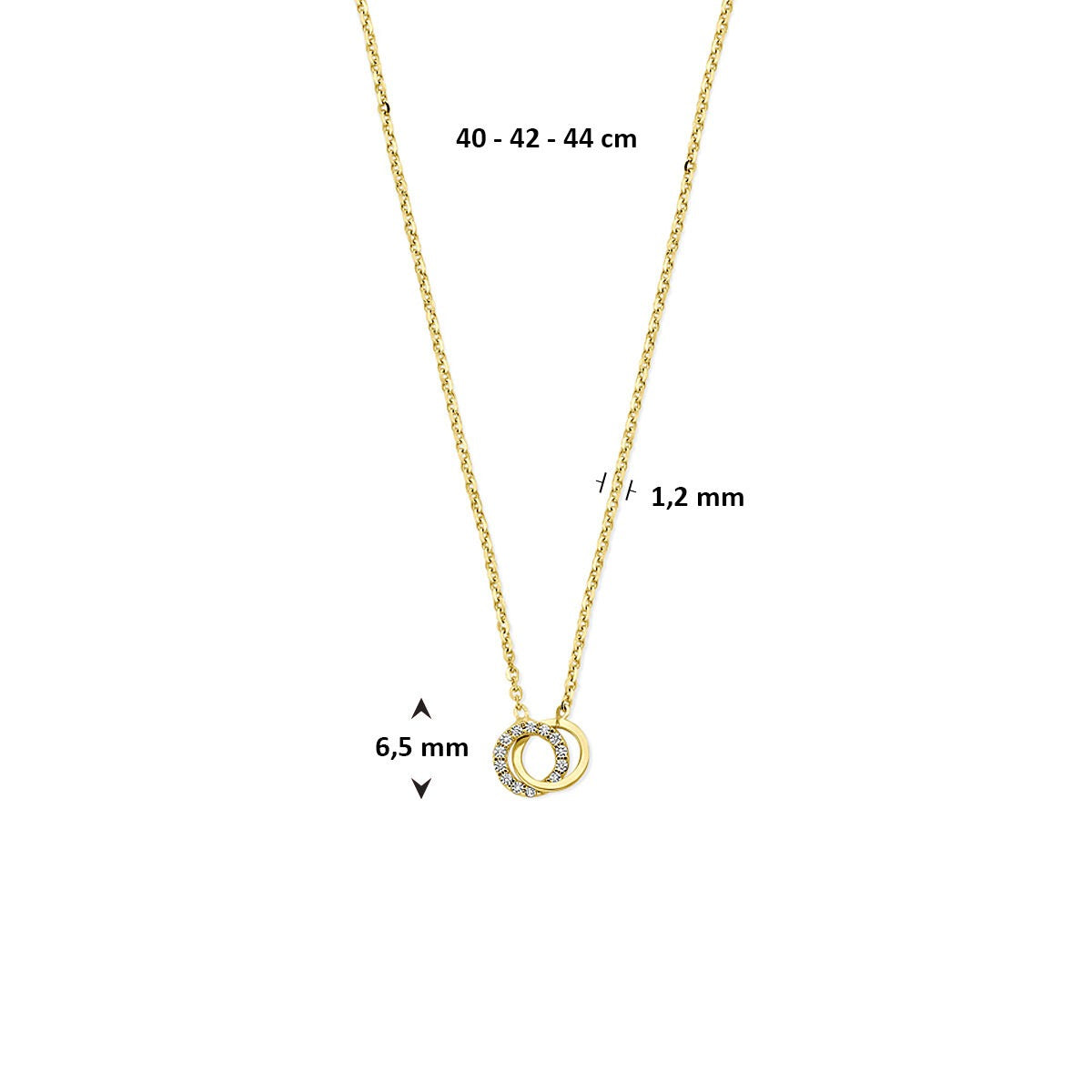 14k geelgouden dames collier met zirkonia