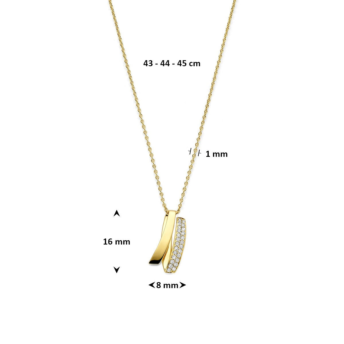 14k Geelgouden collier met diamant