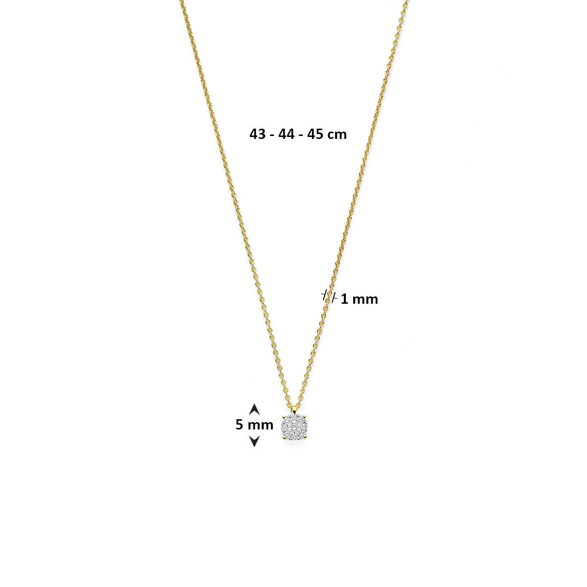 14k Bicolor collier met diamant