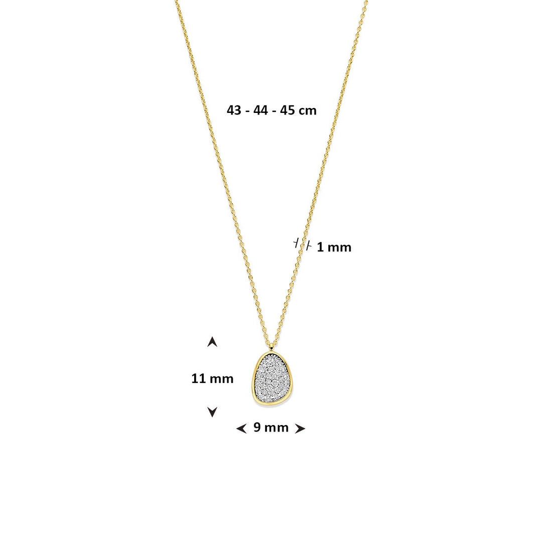 14k Bicolor collier met diamant 0.25ct