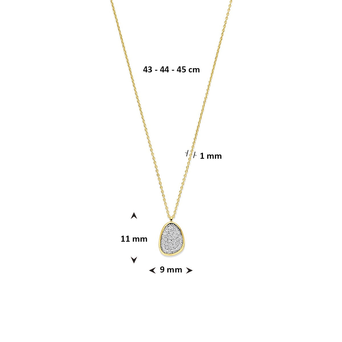 14k Bicolor collier met diamant 0.25ct
