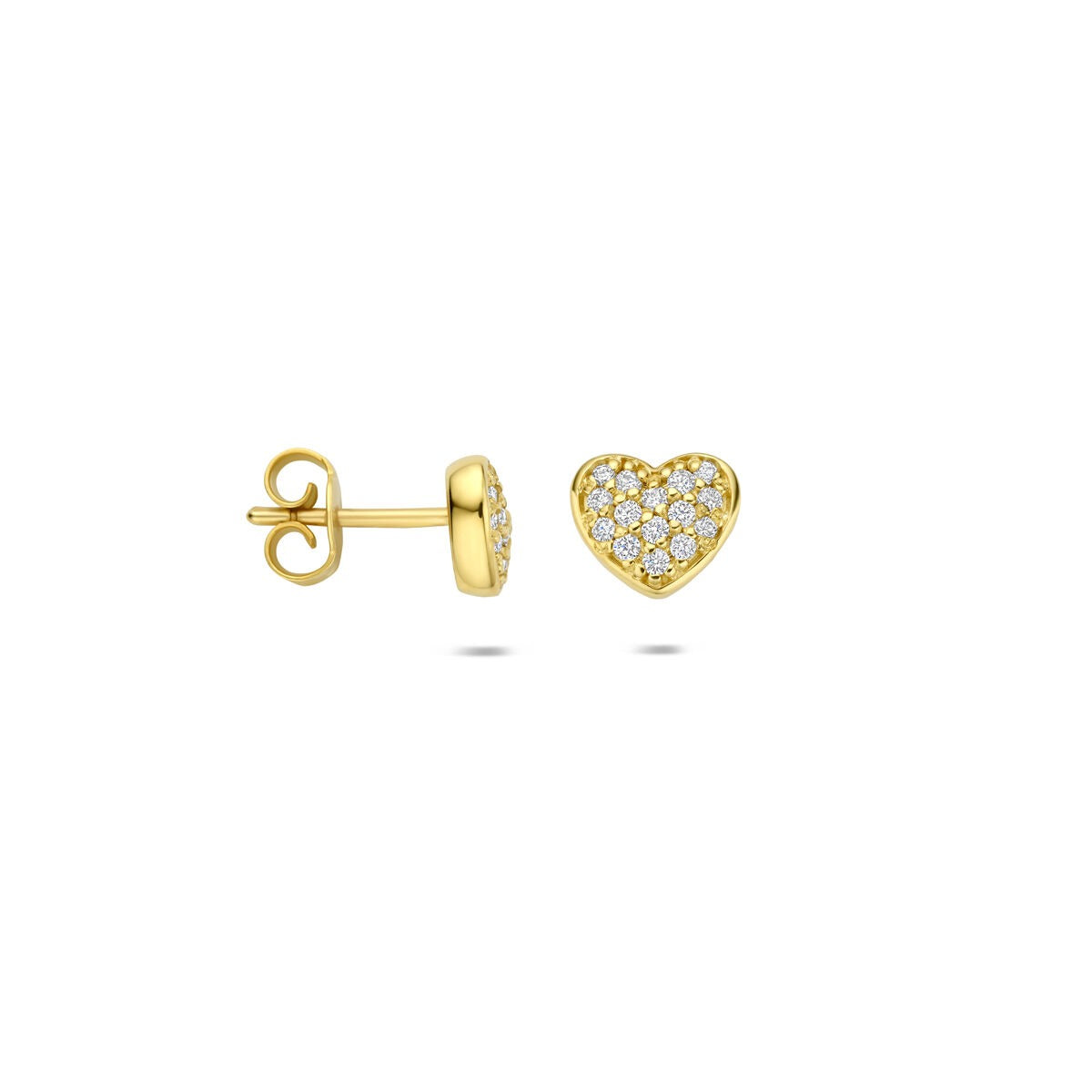 14k Geelgouden oorknopjes met hartje diamant