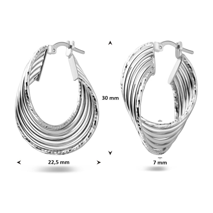 Zilveren ovale oorringen – gerhodineerd 925 zilver