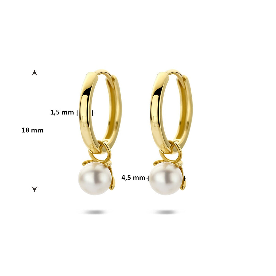 14k geelgouden oorringen met parels