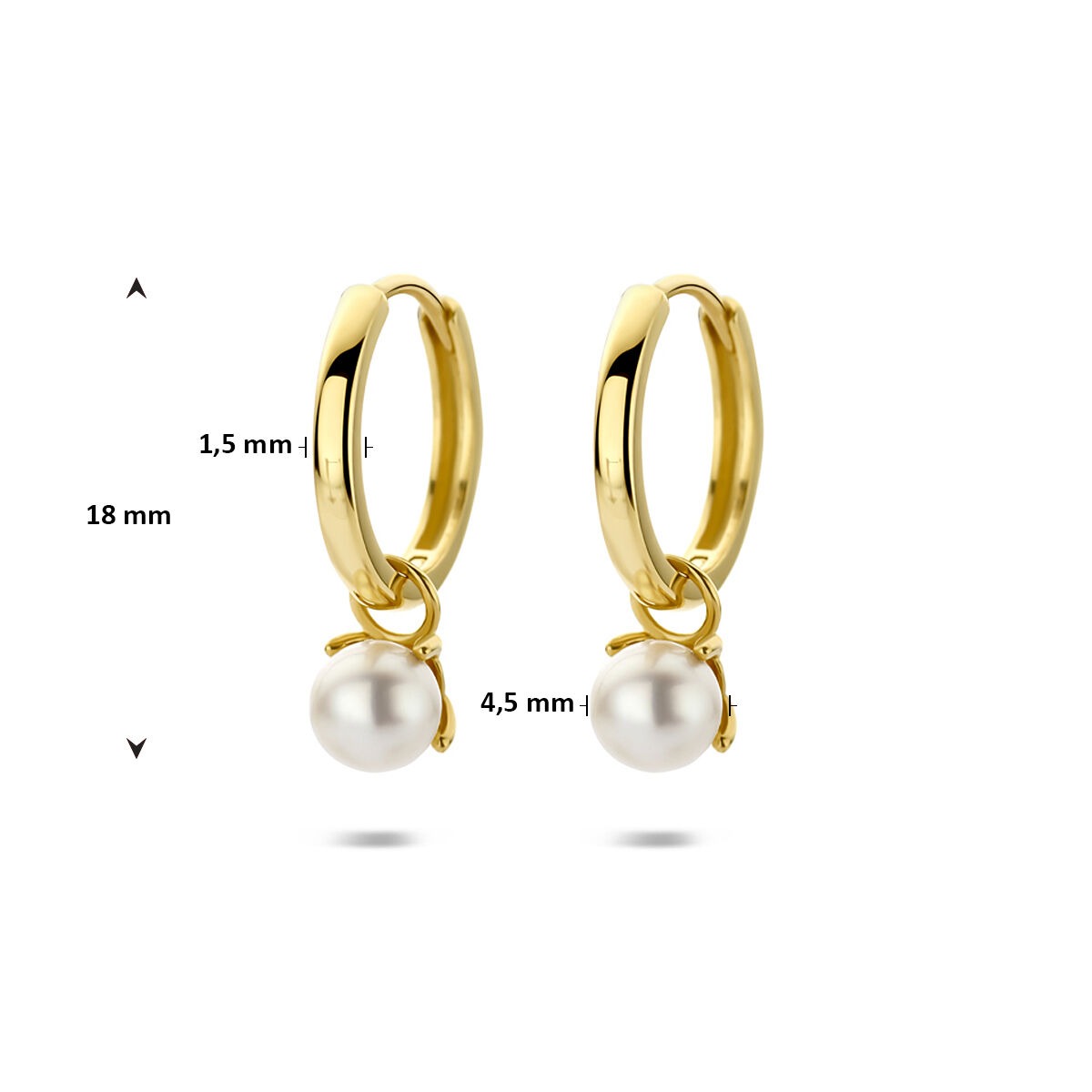 14k geelgouden oorringen met parels
