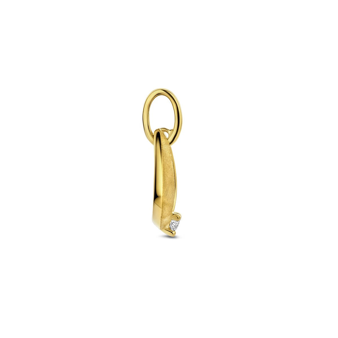 14k Geelgouden hanger met diamant