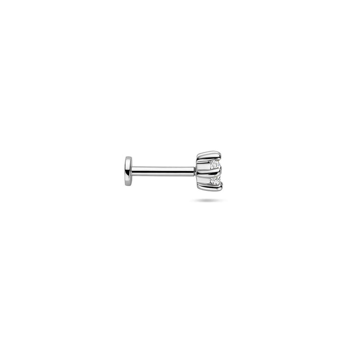 Gerhodineerd zilveren flat back piercing met zirkonia 4 mm