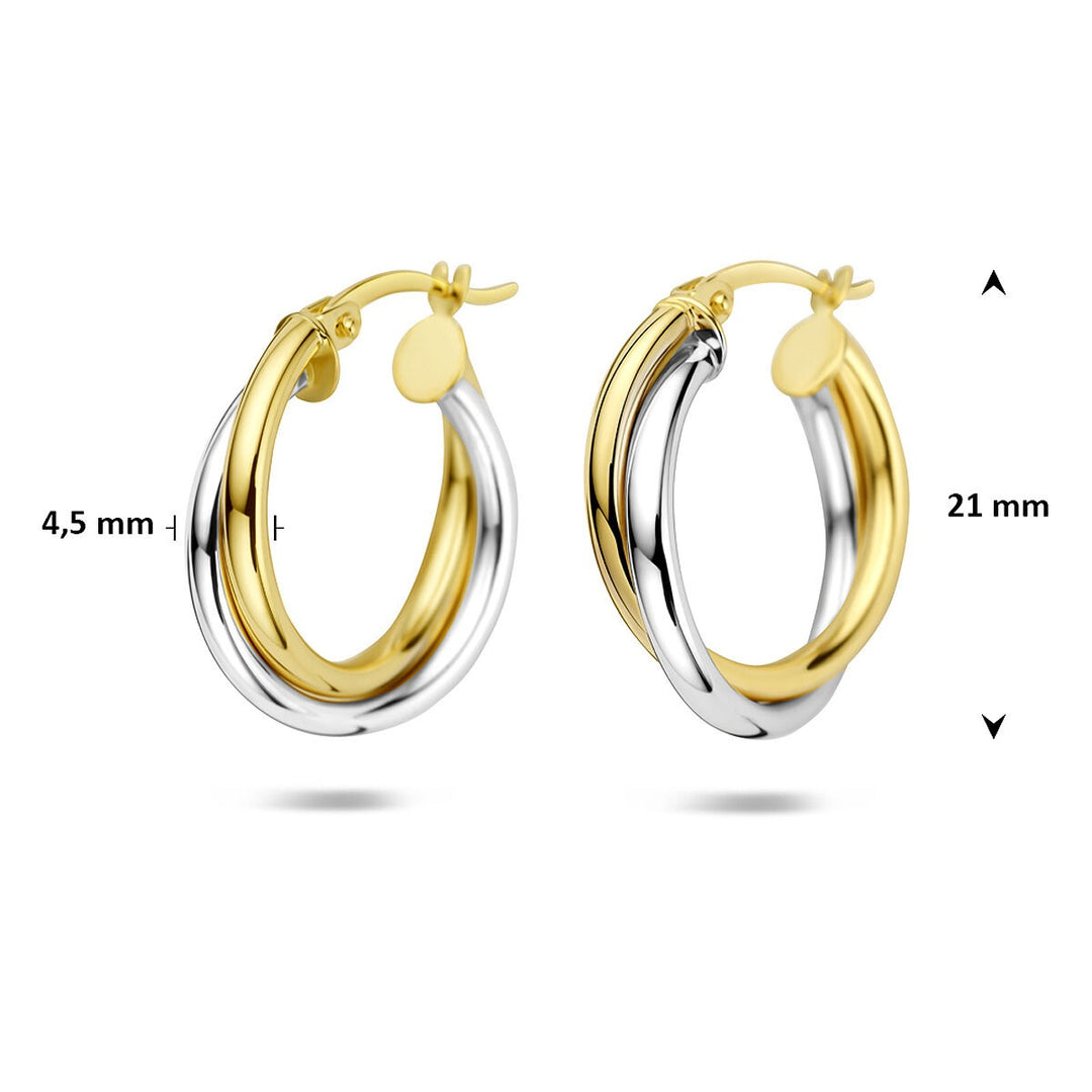 14k bicolor oorringen – geel- en witgoud