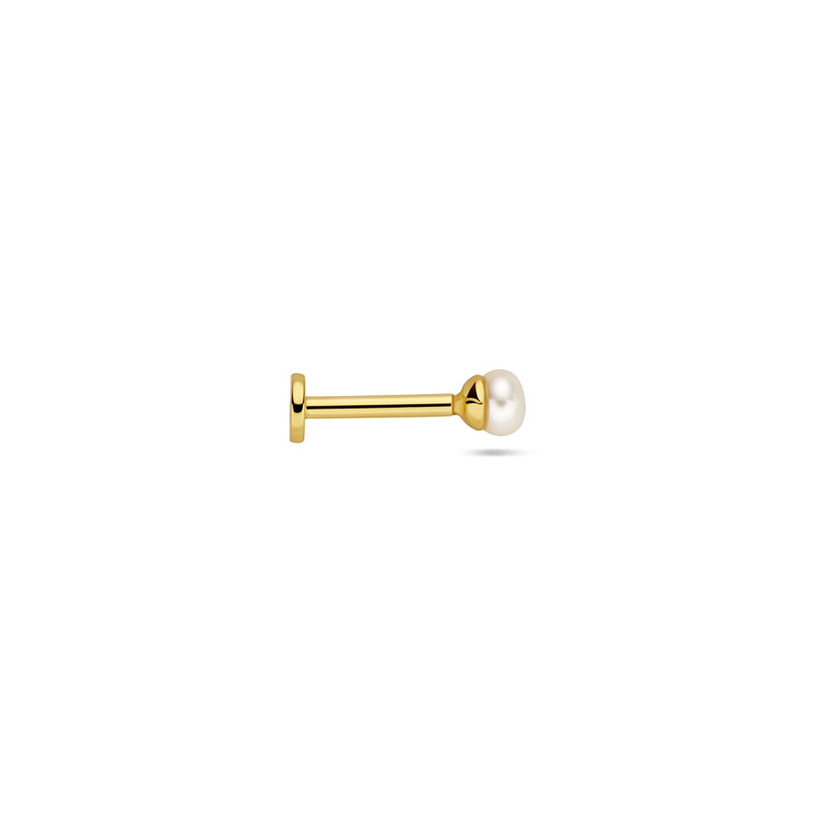 Verguld zilveren flat back piercing met zoetwaterparel