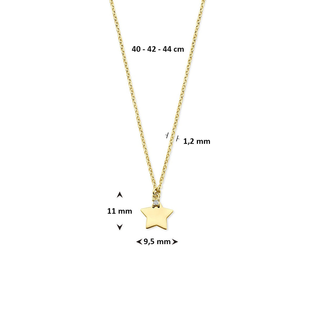 14k Geelgouden ketting met ster en zirkonia