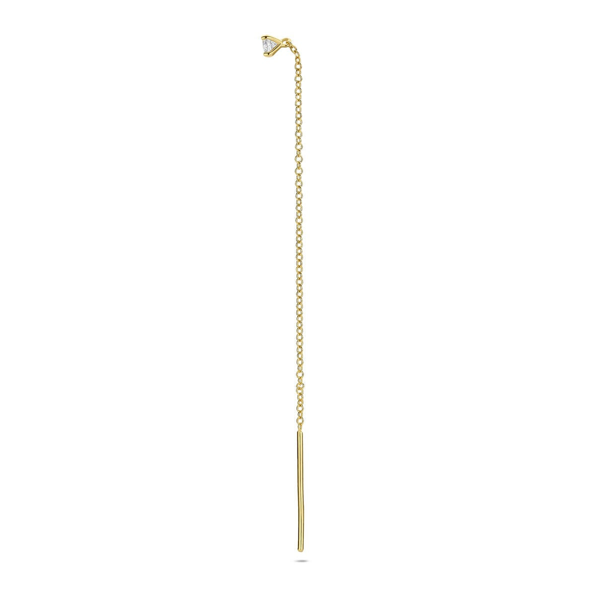 14k Geelgouden doortrekoorbel met diamant – per stuk