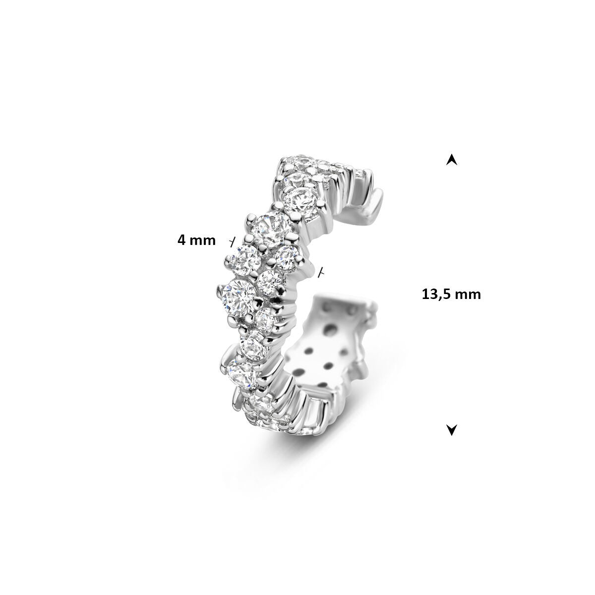 Zilveren ear cuff met zirkonia 925 gerhodineerd