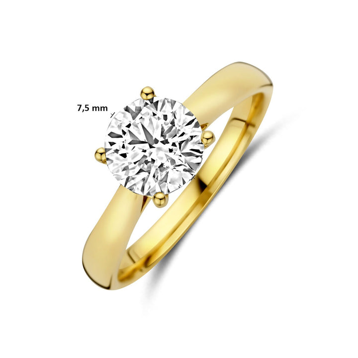 14k Geelgouden ring met lab grown diamant 1.50ct