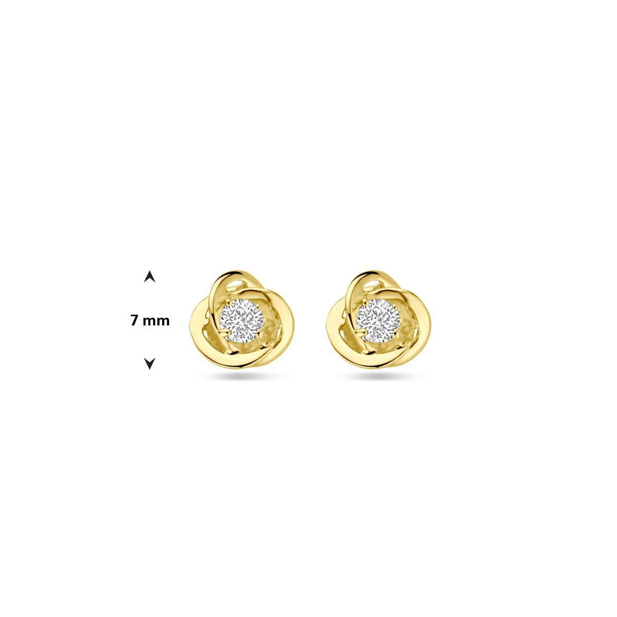 9k Geelgouden oorknopjes met zirkonia 7 mm