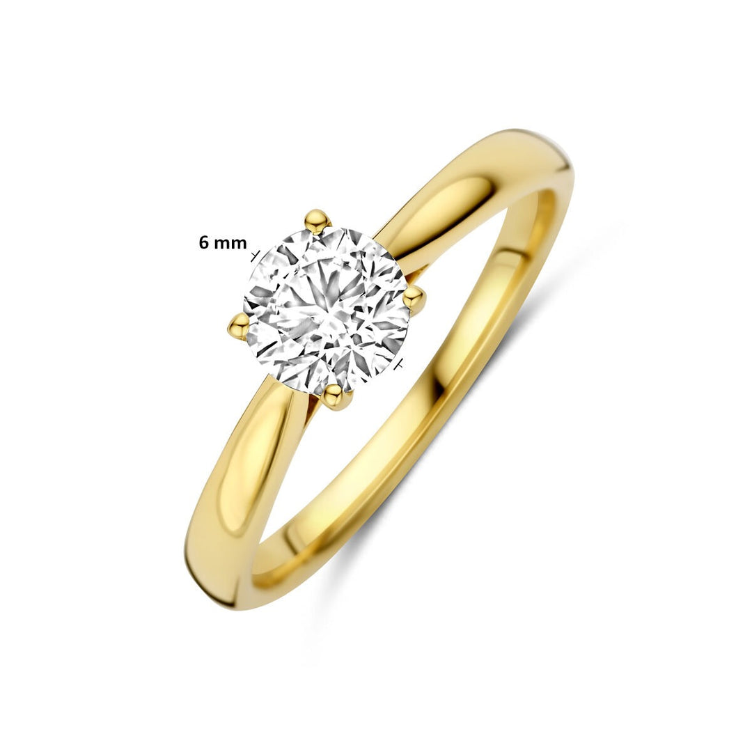 14k Geelgouden ring met lab grown diamant 0.75ct