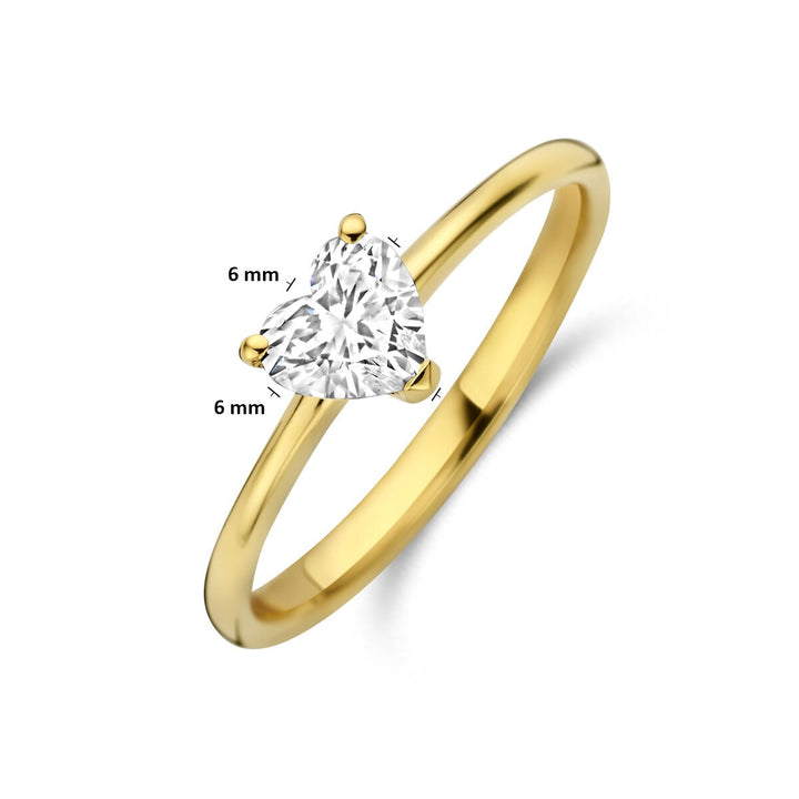 14k Geelgouden ring met hartvormige lab grown diamant 0.50ct